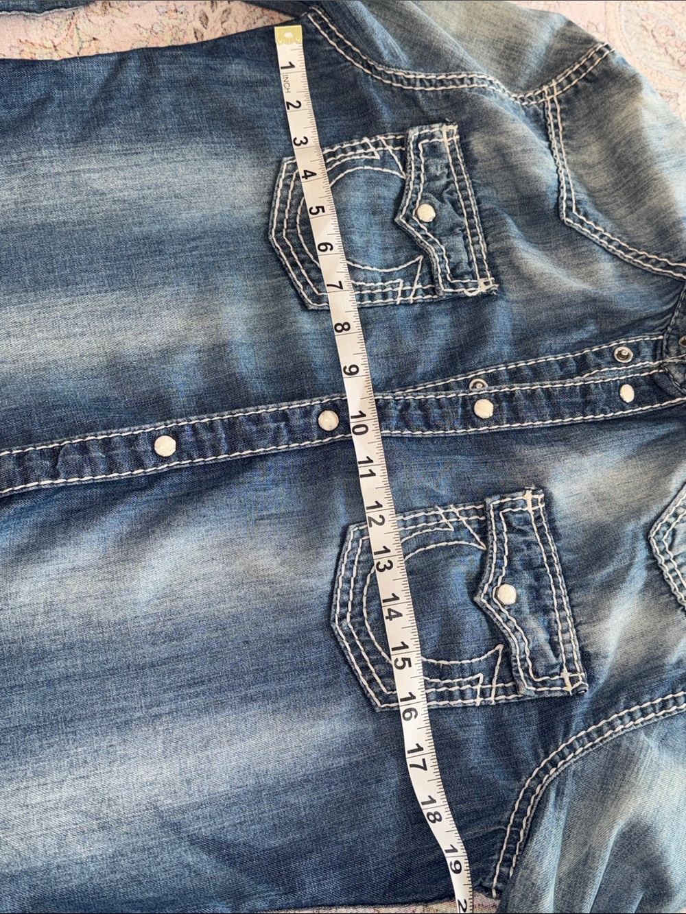 True Religion Women's Blue Denim Button-Down Shirt - Picture 6 of 10